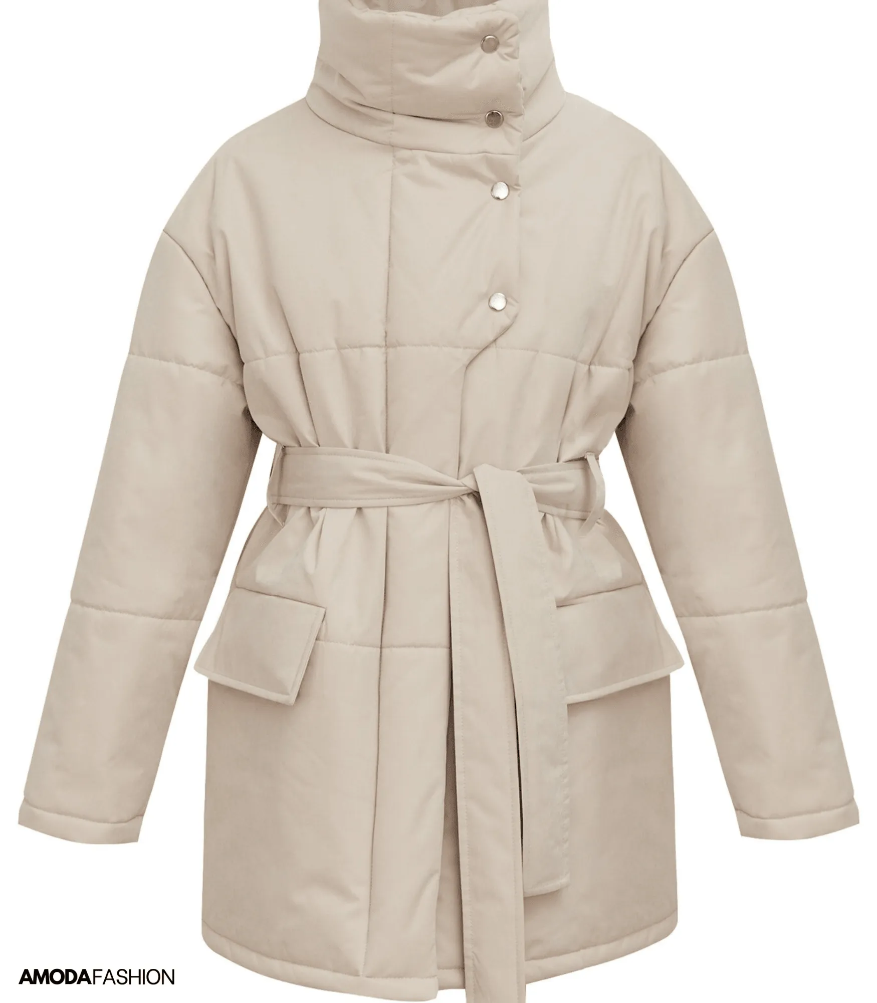 Vintage puffer kantoorjas met riem