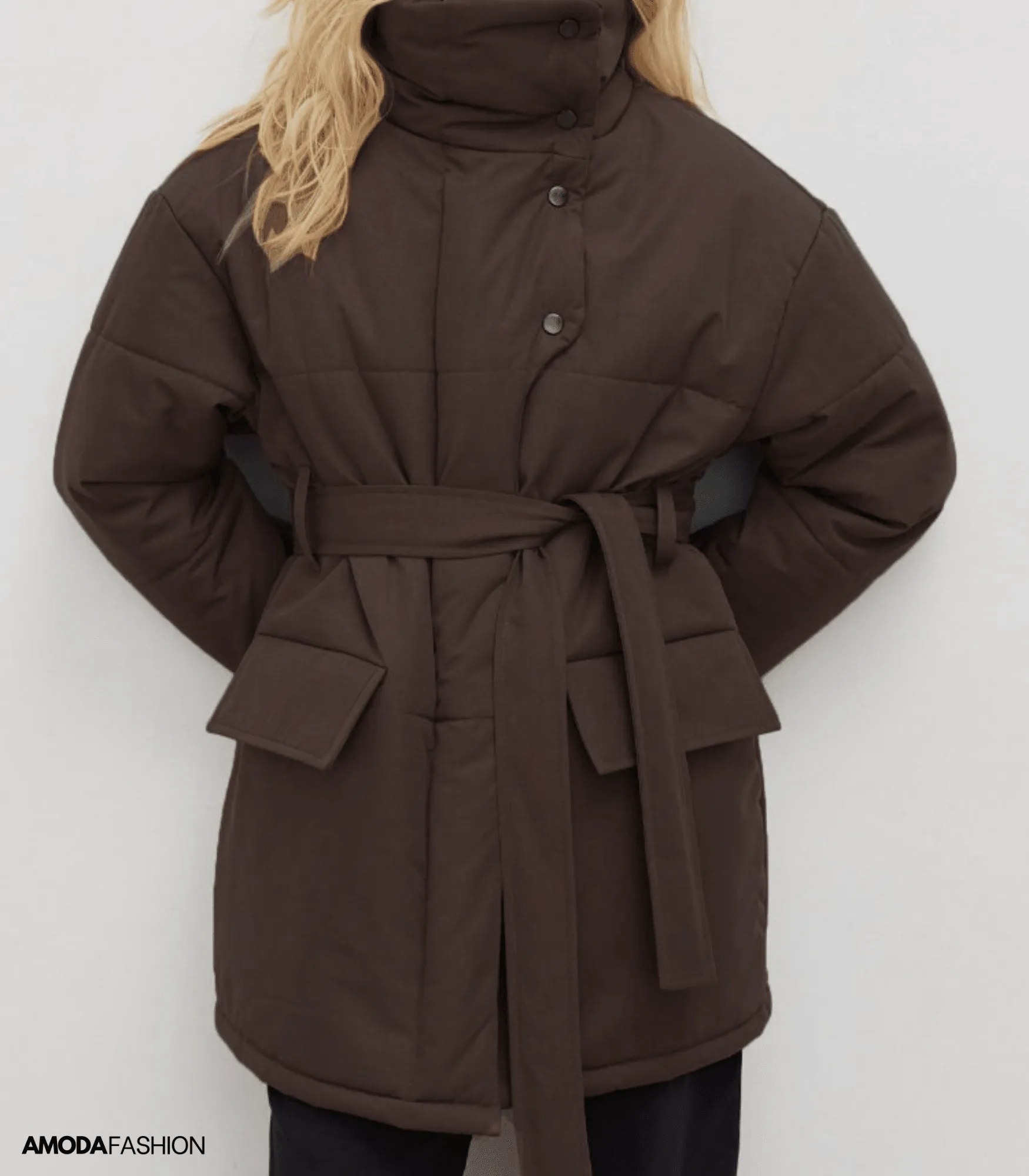 Vintage puffer kantoorjas met riem