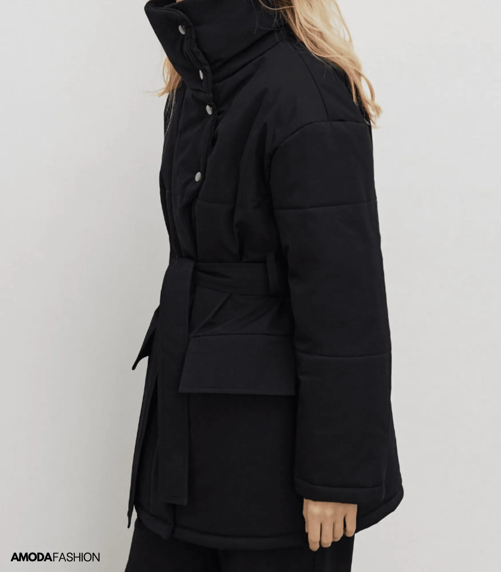 Vintage puffer kantoorjas met riem