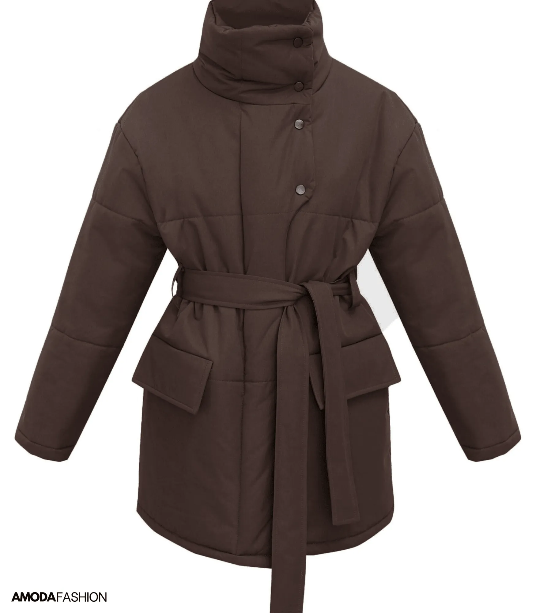 Vintage puffer kantoorjas met riem