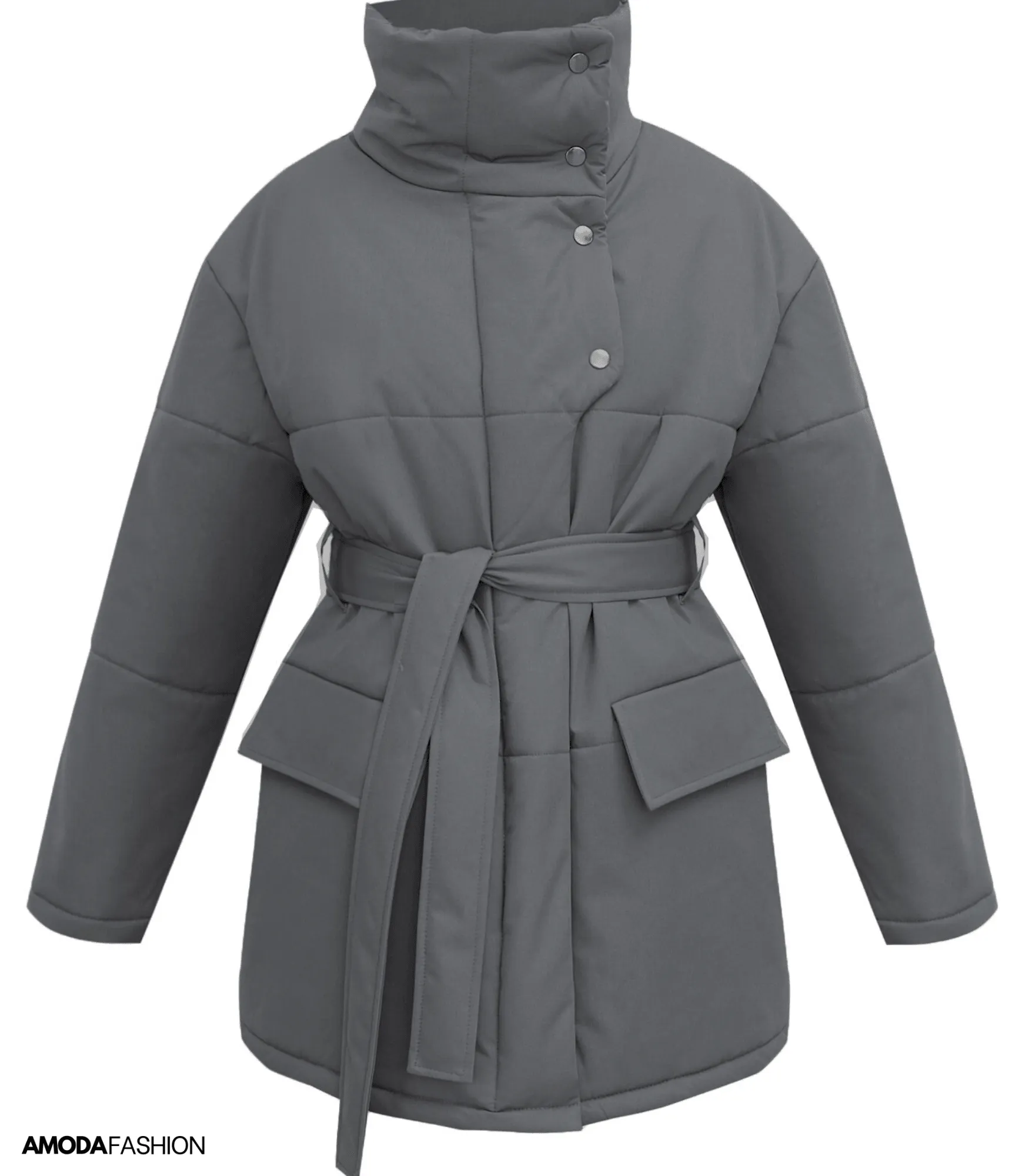 Vintage puffer kantoorjas met riem