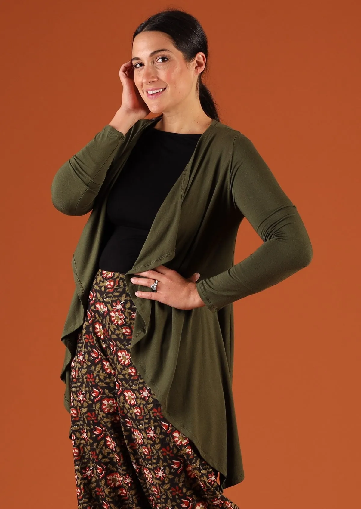 Waterfall Cardi Olive