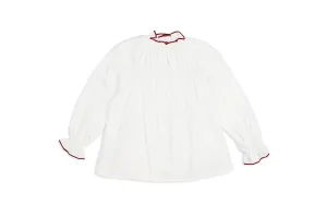 White Poplin Smocked Shirt