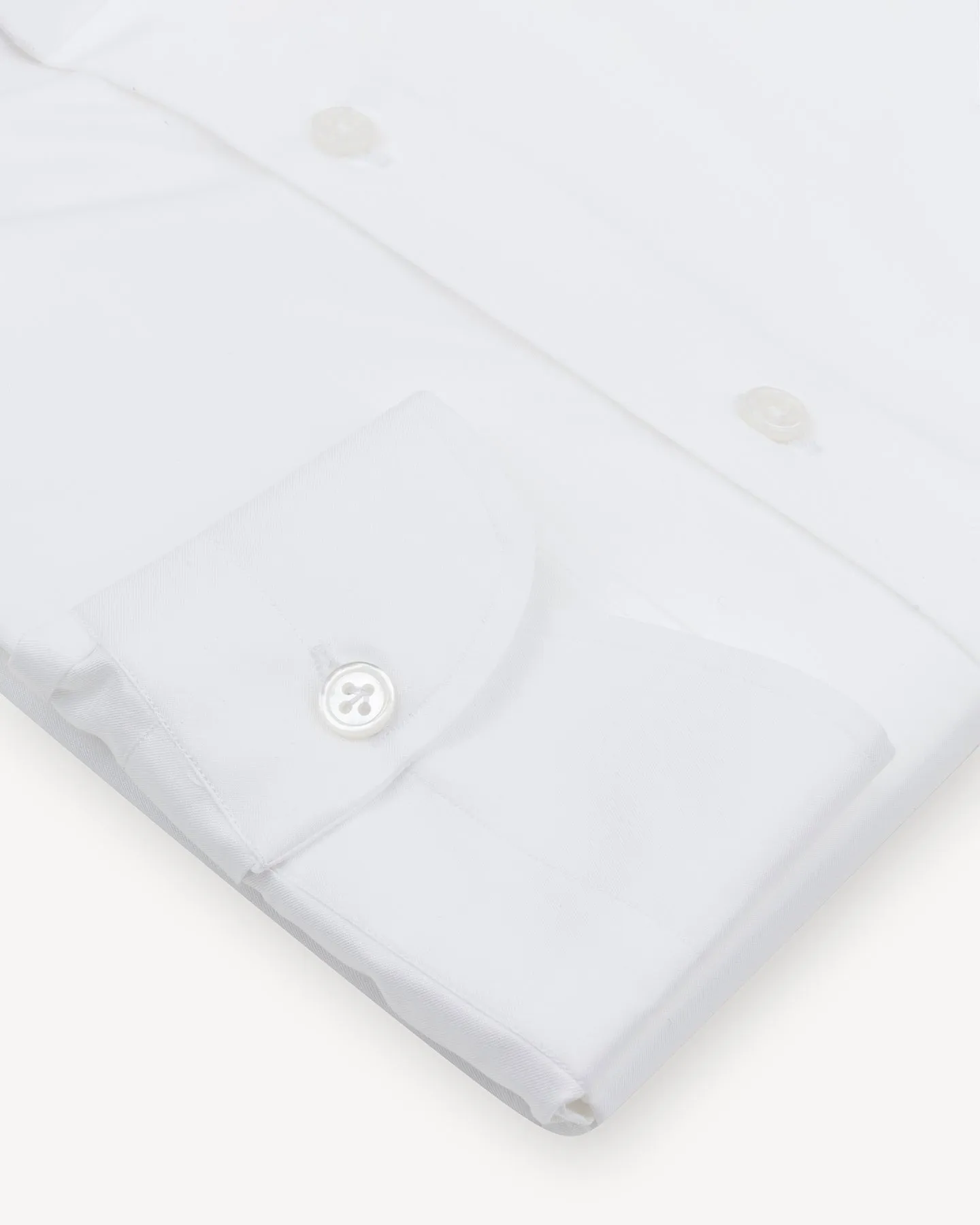 White Twill Spread Collar Shirt