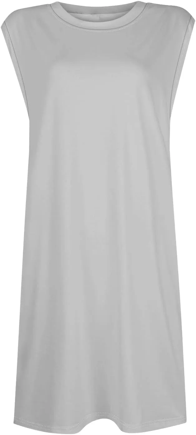 Women Crew Neck Sleeveless Sundress Printed Beach Vacation Pockets Dress 2025 Summer Casual Loose Mini Dresses