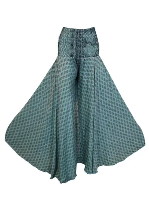 Women Handmade Sea Blue Boho Wide-Leg Palazzo Pants – Flowing & Flared SM