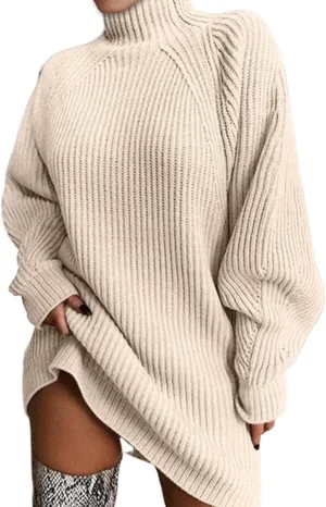 Women's Knitted Long-sleeved Loose Sweater Knitted Dress