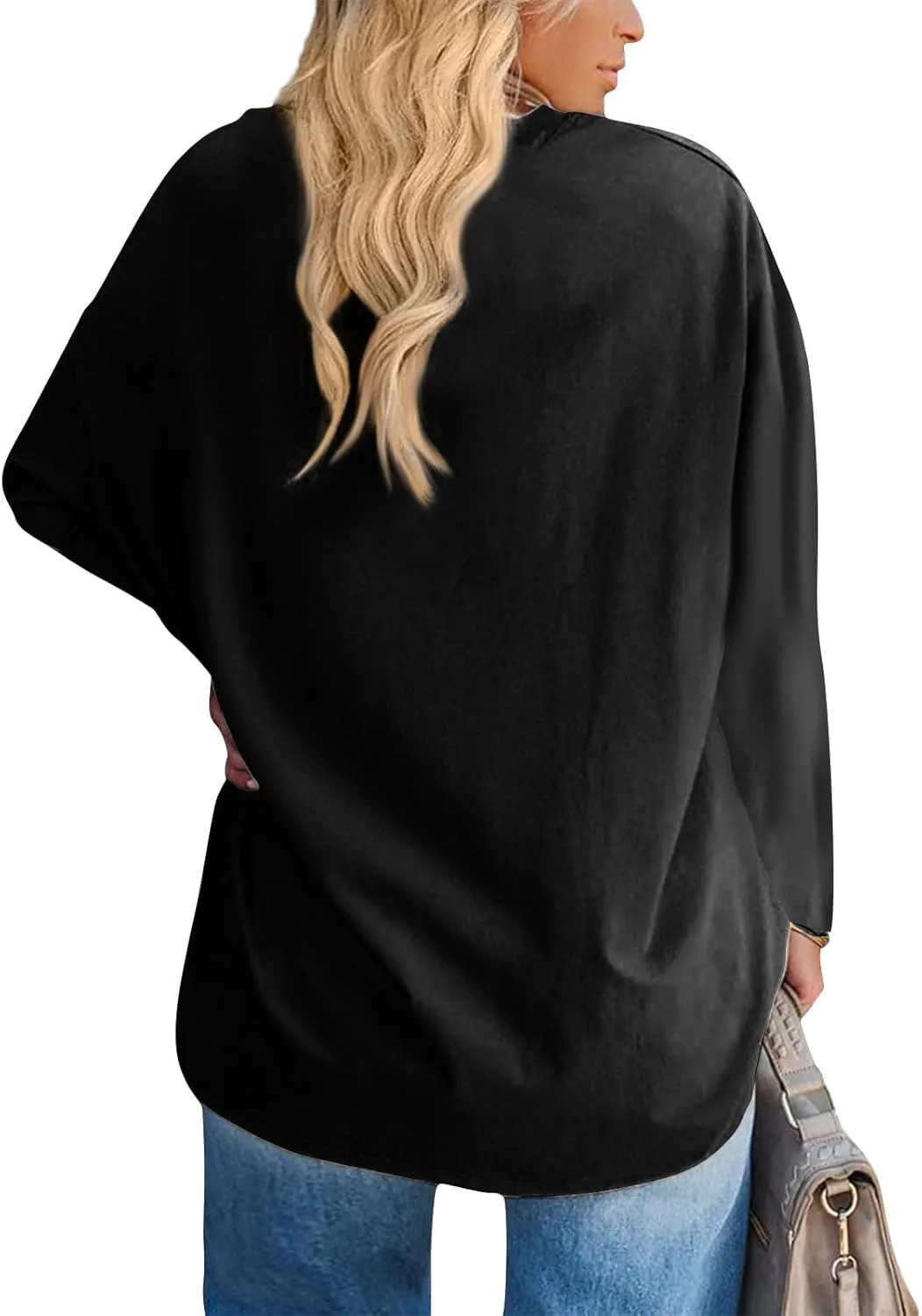 Womens Long Sleeve Tops Oversized V Neck Sweatshirts Casual Trendy Shirts Fall Winter Clothes 2024